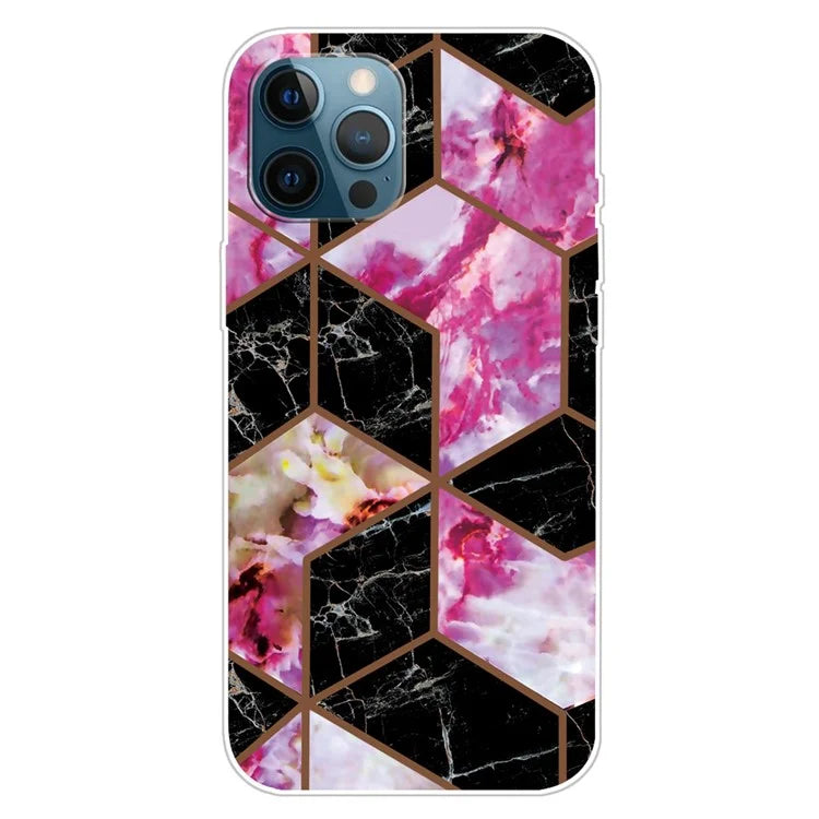 For iPhone 16 Pro Max Case Abstract Marble Pattern Printing TPU Phone Cover