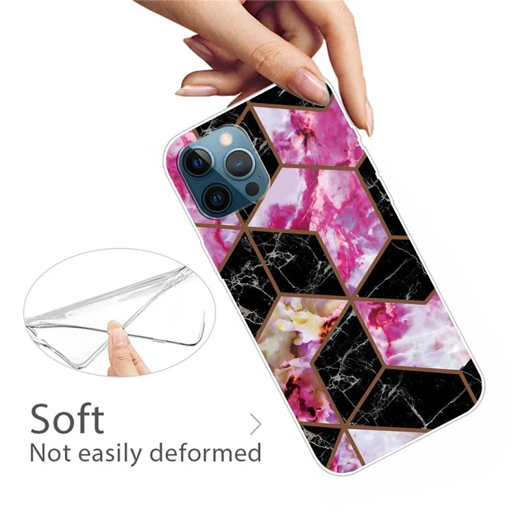 For iPhone 16 Pro Max Case Abstract Marble Pattern Printing TPU Phone Cover