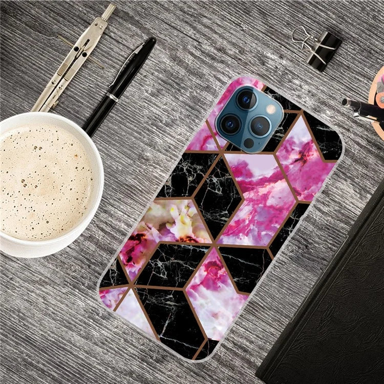 For iPhone 16 Pro Max Case Abstract Marble Pattern Printing TPU Phone Cover