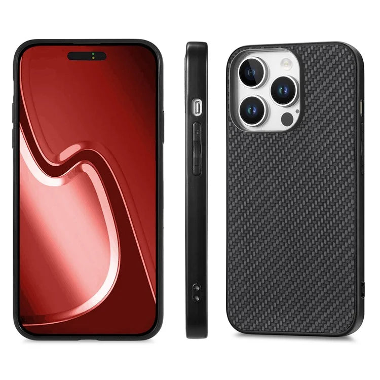 For iPhone 16 Pro Max Case Carbon Fiber Texture PU+PC+TPU Phone Cover