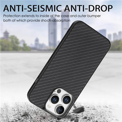 For iPhone 16 Pro Max Case Carbon Fiber Texture PU+PC+TPU Phone Cover