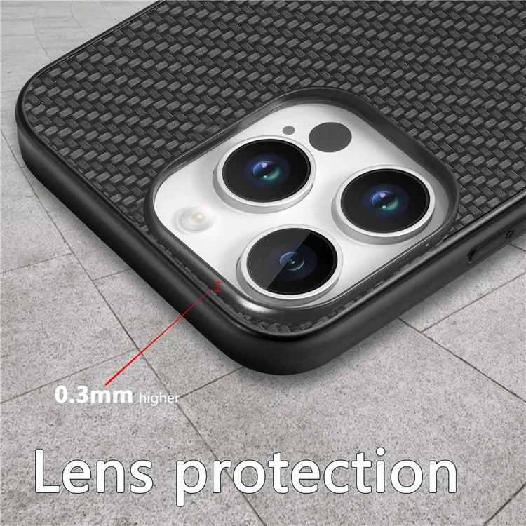 For iPhone 16 Pro Max Case Carbon Fiber Texture PU+PC+TPU Phone Cover