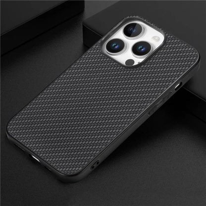 For iPhone 16 Pro Max Case Carbon Fiber Texture PU+PC+TPU Phone Cover