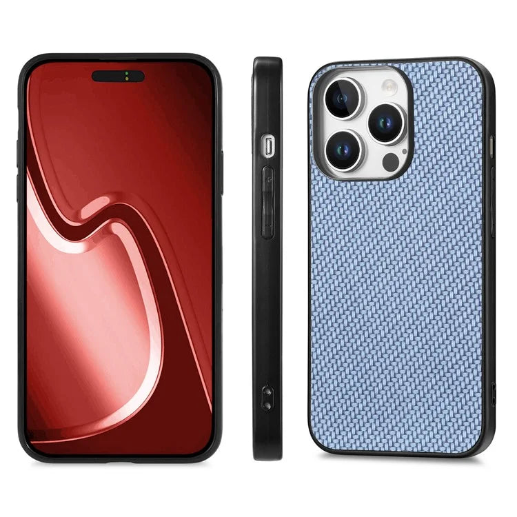 For iPhone 16 Pro Max Case Carbon Fiber Texture PU+PC+TPU Phone Cover