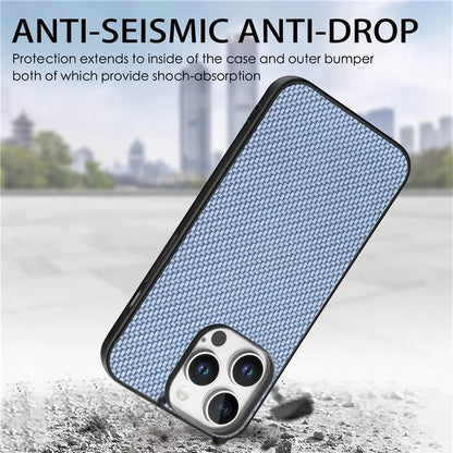For iPhone 16 Pro Max Case Carbon Fiber Texture PU+PC+TPU Phone Cover