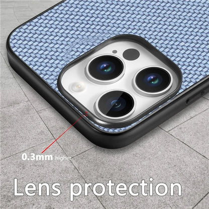 For iPhone 16 Pro Max Case Carbon Fiber Texture PU+PC+TPU Phone Cover