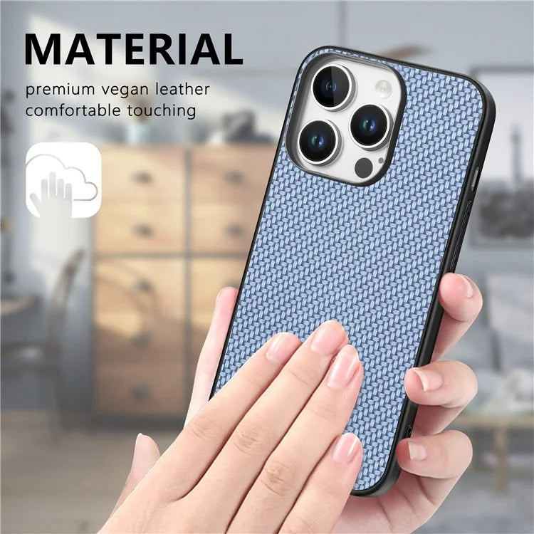 For iPhone 16 Pro Max Case Carbon Fiber Texture PU+PC+TPU Phone Cover