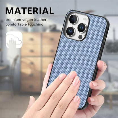 For iPhone 16 Pro Max Case Carbon Fiber Texture PU+PC+TPU Phone Cover