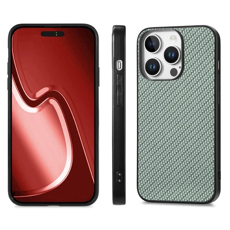 For iPhone 16 Pro Max Case Carbon Fiber Texture PU+PC+TPU Phone Cover