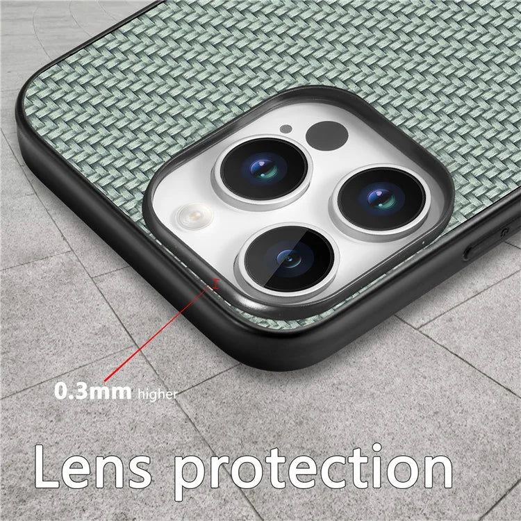 For iPhone 16 Pro Max Case Carbon Fiber Texture PU+PC+TPU Phone Cover