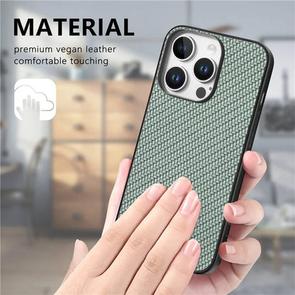 For iPhone 16 Pro Max Case Carbon Fiber Texture PU+PC+TPU Phone Cover
