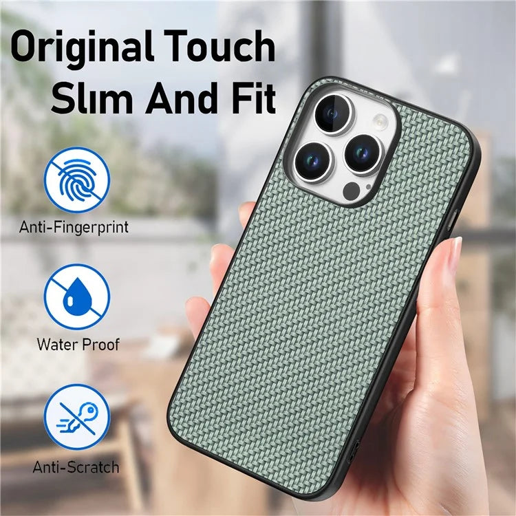 For iPhone 16 Pro Max Case Carbon Fiber Texture PU+PC+TPU Phone Cover