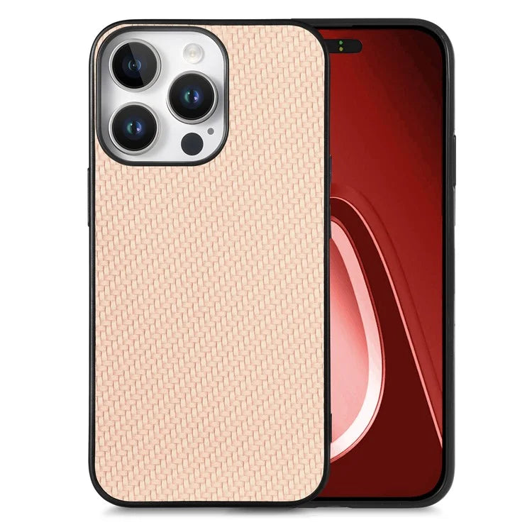 For iPhone 16 Pro Max Case Carbon Fiber Texture PU+PC+TPU Phone Cover