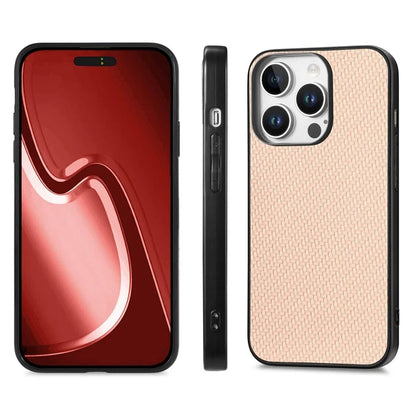 For iPhone 16 Pro Max Case Carbon Fiber Texture PU+PC+TPU Phone Cover