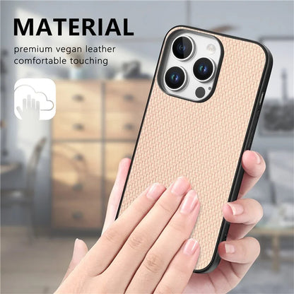 For iPhone 16 Pro Max Case Carbon Fiber Texture PU+PC+TPU Phone Cover