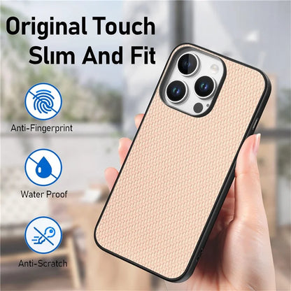 For iPhone 16 Pro Max Case Carbon Fiber Texture PU+PC+TPU Phone Cover