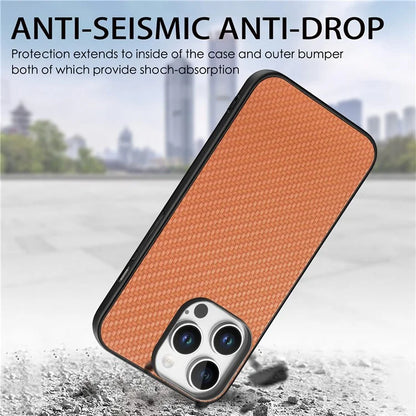 For iPhone 16 Pro Max Case Carbon Fiber Texture PU+PC+TPU Phone Cover