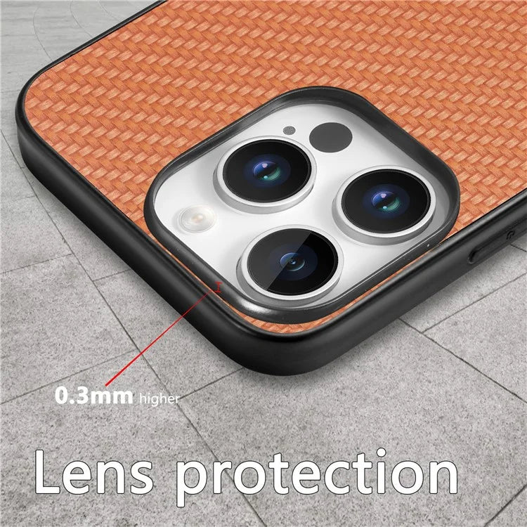 For iPhone 16 Pro Max Case Carbon Fiber Texture PU+PC+TPU Phone Cover