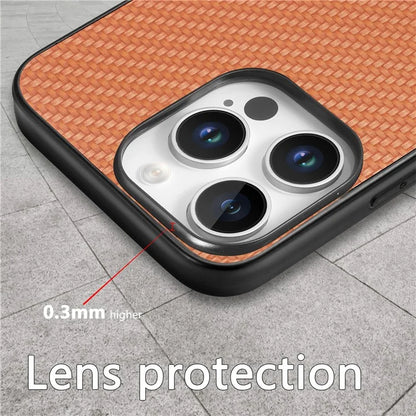 For iPhone 16 Pro Max Case Carbon Fiber Texture PU+PC+TPU Phone Cover