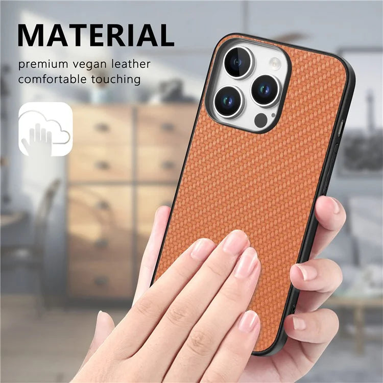 For iPhone 16 Pro Max Case Carbon Fiber Texture PU+PC+TPU Phone Cover