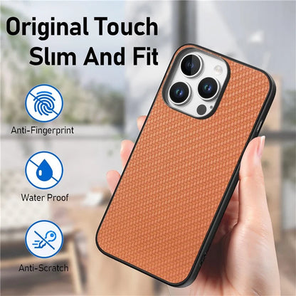For iPhone 16 Pro Max Case Carbon Fiber Texture PU+PC+TPU Phone Cover