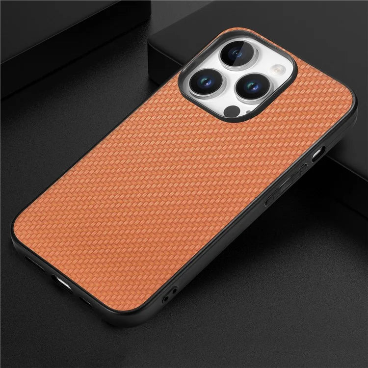 For iPhone 16 Pro Max Case Carbon Fiber Texture PU+PC+TPU Phone Cover