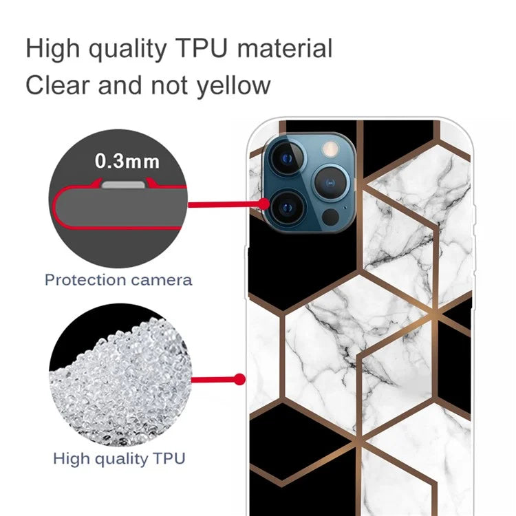 For iPhone 16 Pro Case Abstract Marble Pattern Printing TPU Phone Cover