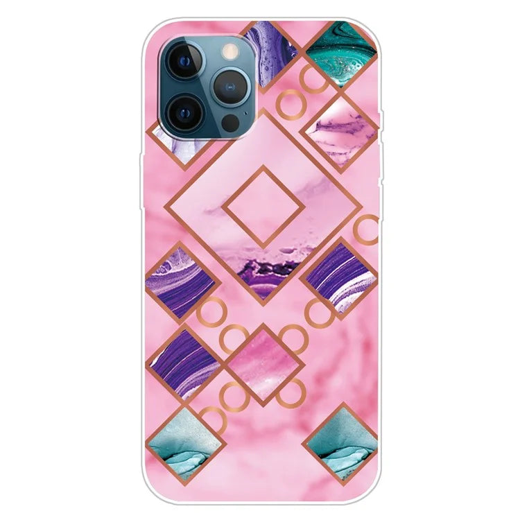 For iPhone 16 Pro Case Abstract Marble Pattern Printing TPU Phone Cover