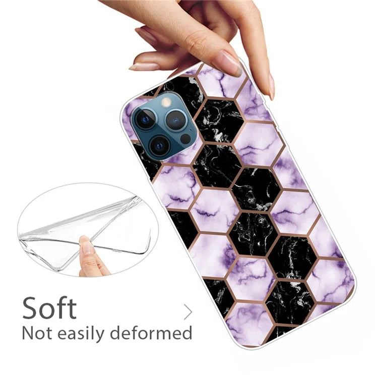 For iPhone 16 Pro Case Abstract Marble Pattern Printing TPU Phone Cover