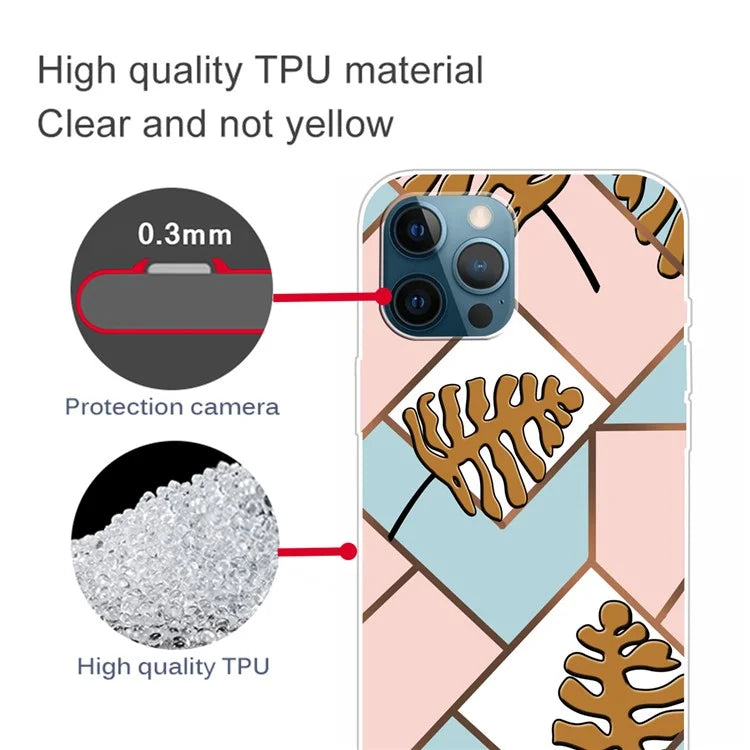 For iPhone 16 Pro Case Abstract Marble Pattern Printing TPU Phone Cover
