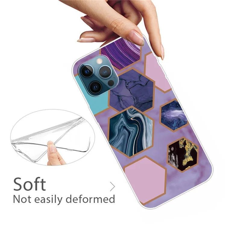 For iPhone 16 Pro Case Abstract Marble Pattern Printing TPU Phone Cover