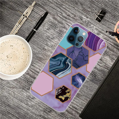 For iPhone 16 Pro Case Abstract Marble Pattern Printing TPU Phone Cover