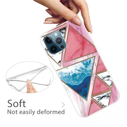 For iPhone 16 Pro Case Abstract Marble Pattern Printing TPU Phone Cover