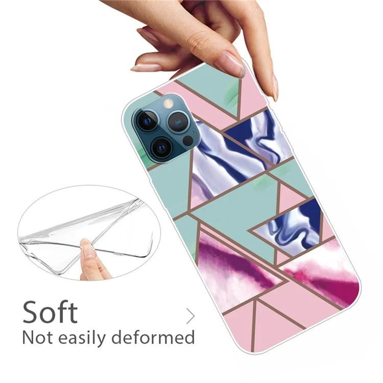 For iPhone 16 Pro Case Abstract Marble Pattern Printing TPU Phone Cover