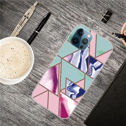 For iPhone 16 Pro Case Abstract Marble Pattern Printing TPU Phone Cover