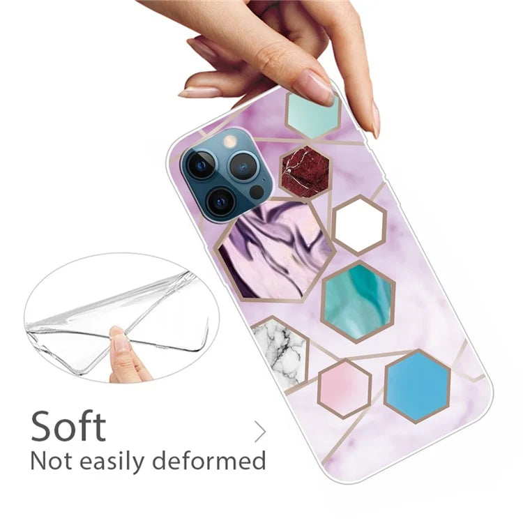 For iPhone 16 Pro Case Abstract Marble Pattern Printing TPU Phone Cover