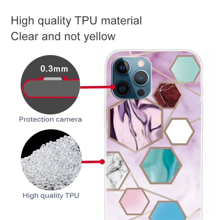 For iPhone 16 Pro Case Abstract Marble Pattern Printing TPU Phone Cover