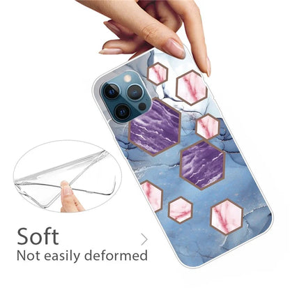 For iPhone 16 Pro Case Abstract Marble Pattern Printing TPU Phone Cover