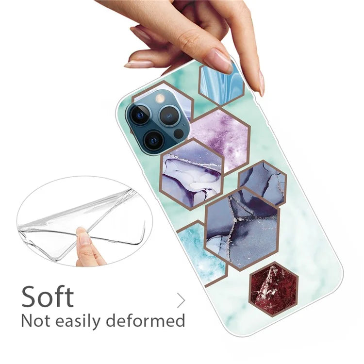 For iPhone 16 Pro Case Abstract Marble Pattern Printing TPU Phone Cover