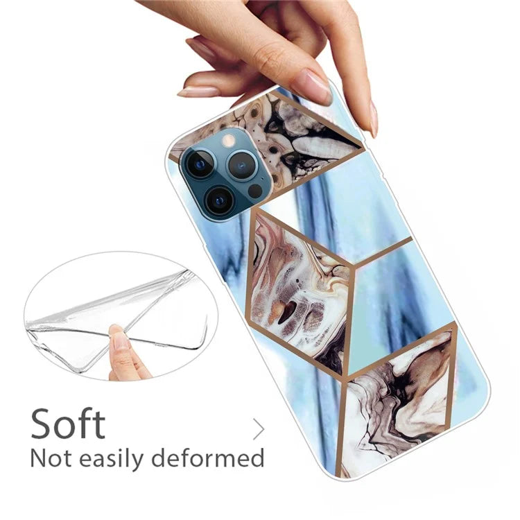 For iPhone 16 Pro Case Abstract Marble Pattern Printing TPU Phone Cover