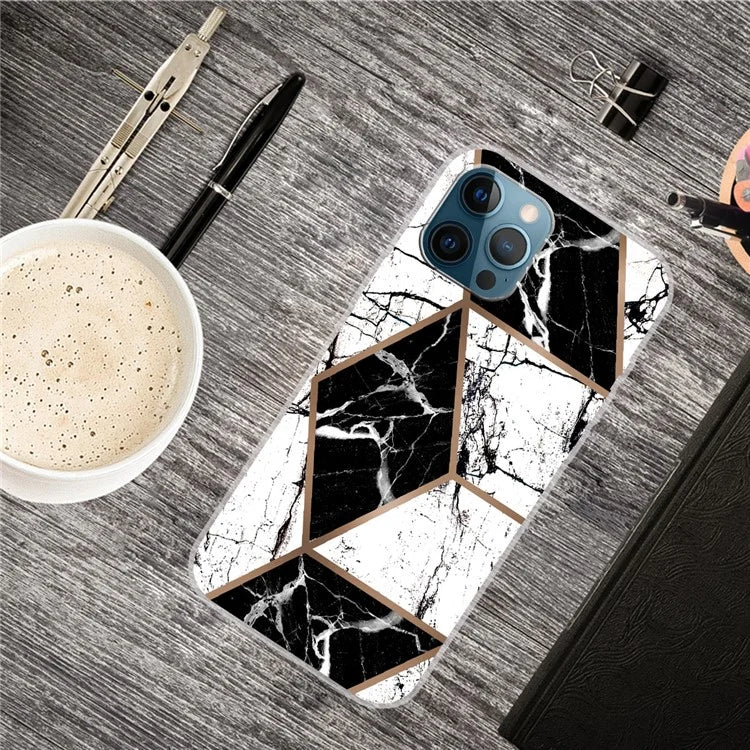 For iPhone 16 Pro Case Abstract Marble Pattern Printing TPU Phone Cover
