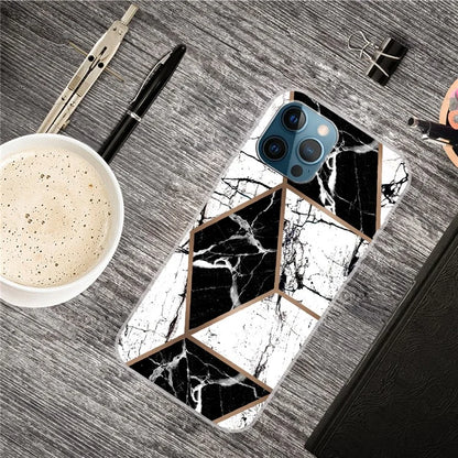 For iPhone 16 Pro Case Abstract Marble Pattern Printing TPU Phone Cover