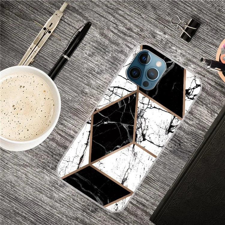 For iPhone 16 Pro Case Abstract Marble Pattern Printing TPU Phone Cover
