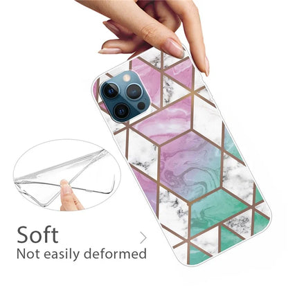 For iPhone 16 Pro Case Abstract Marble Pattern Printing TPU Phone Cover