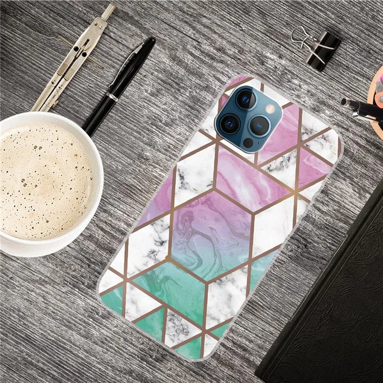 For iPhone 16 Pro Case Abstract Marble Pattern Printing TPU Phone Cover