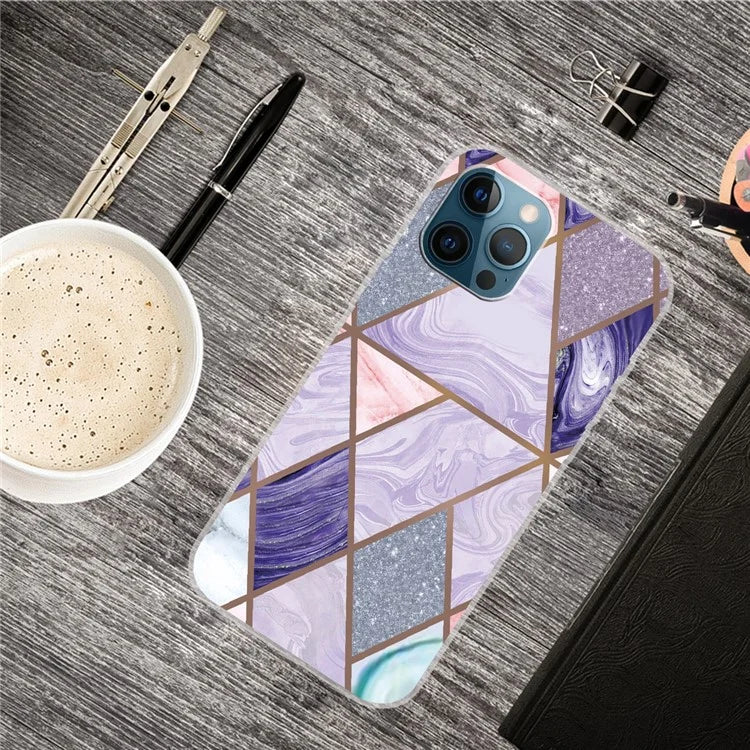 For iPhone 16 Pro Case Abstract Marble Pattern Printing TPU Phone Cover