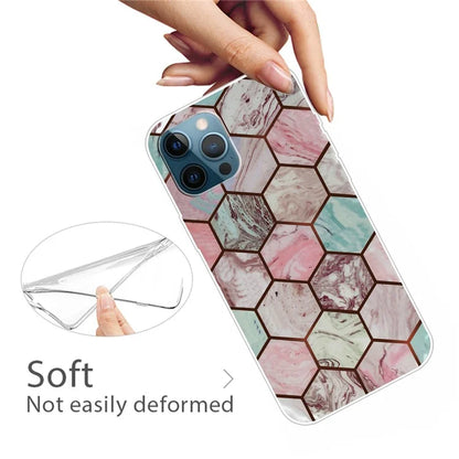 For iPhone 16 Pro Case Abstract Marble Pattern Printing TPU Phone Cover