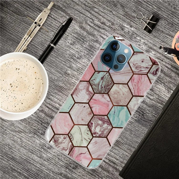 For iPhone 16 Pro Case Abstract Marble Pattern Printing TPU Phone Cover