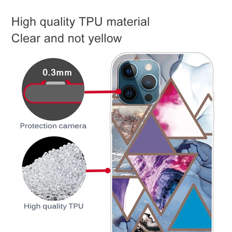 For iPhone 16 Pro Case Abstract Marble Pattern Printing TPU Phone Cover