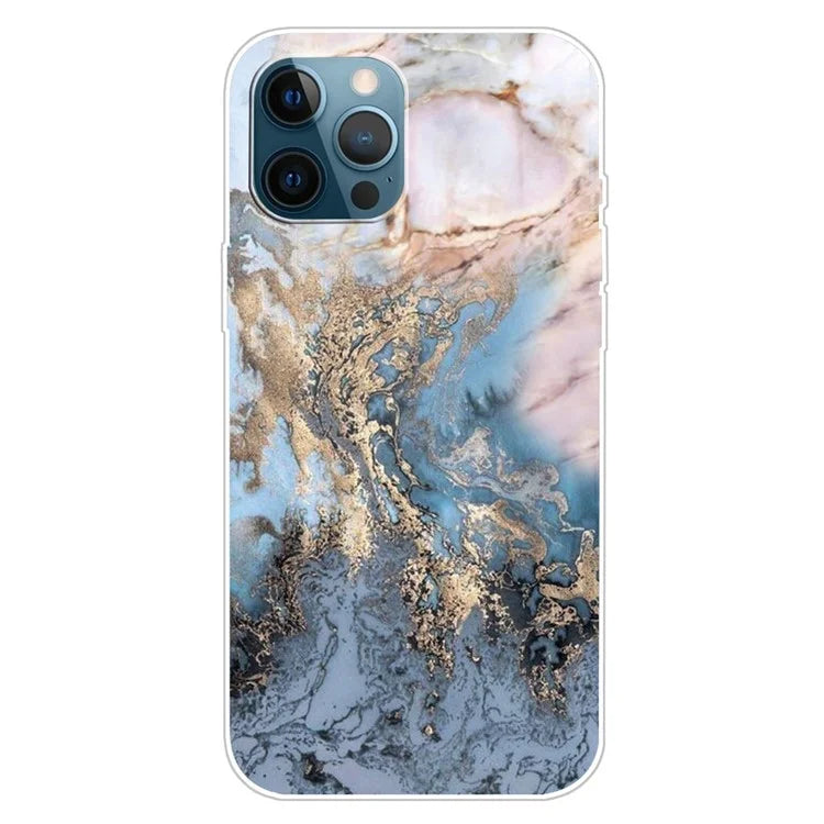 For iPhone 16 Pro Case Abstract Marble Pattern Printing TPU Phone Cover